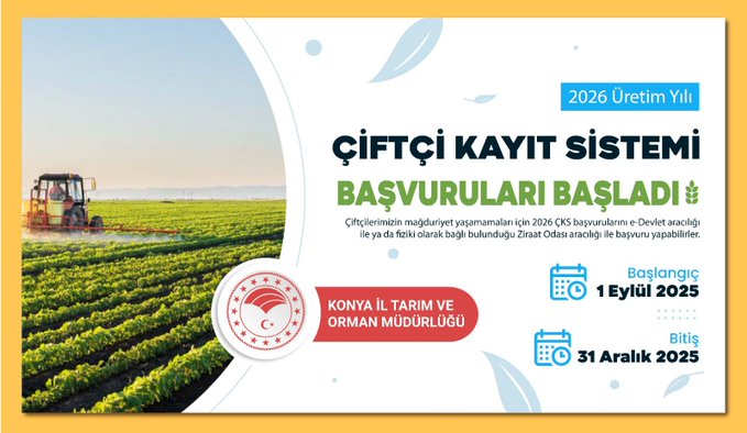 Çiftçi Kayıt Sistemi (ÇKS) 2026 üretim yılı başvuruları başladı.