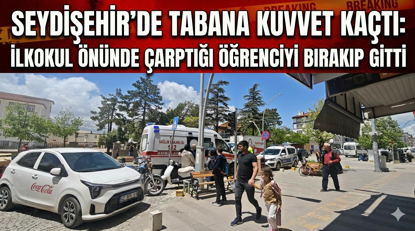 Seydişehir’de Tabana Kuvvet Kaçtı: İlkokul Önünde Çarptığı Öğrenciyi Bırakıp Gitti