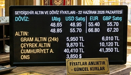 SEYDİŞEHİRDE 22 HAZİRAN   ALTIN VE  DÖVİZ  FİYATLARI