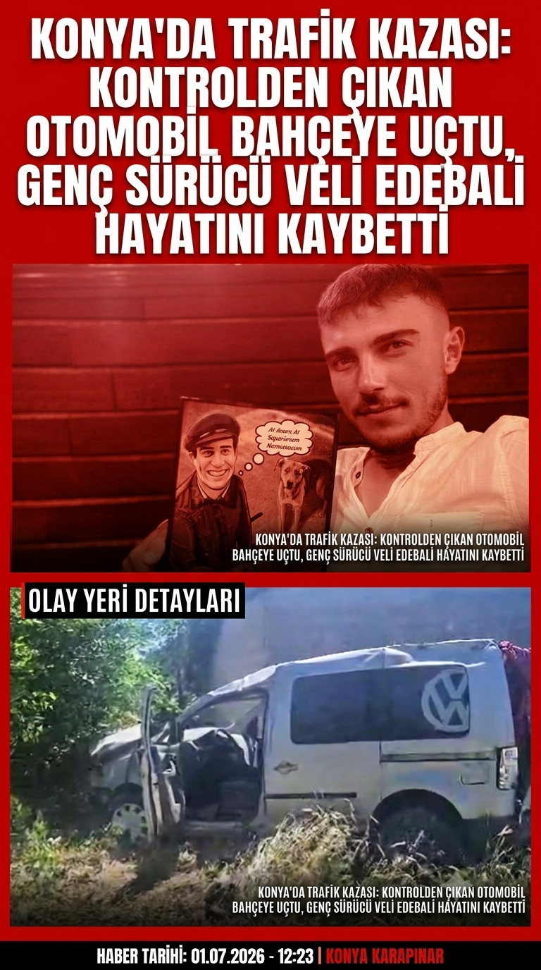 Konya'da Feci Kaza: Kontrolden Çıkan Otomobil Bahçeye Uçtu, Genç Sürücü Hayatını Kaybetti