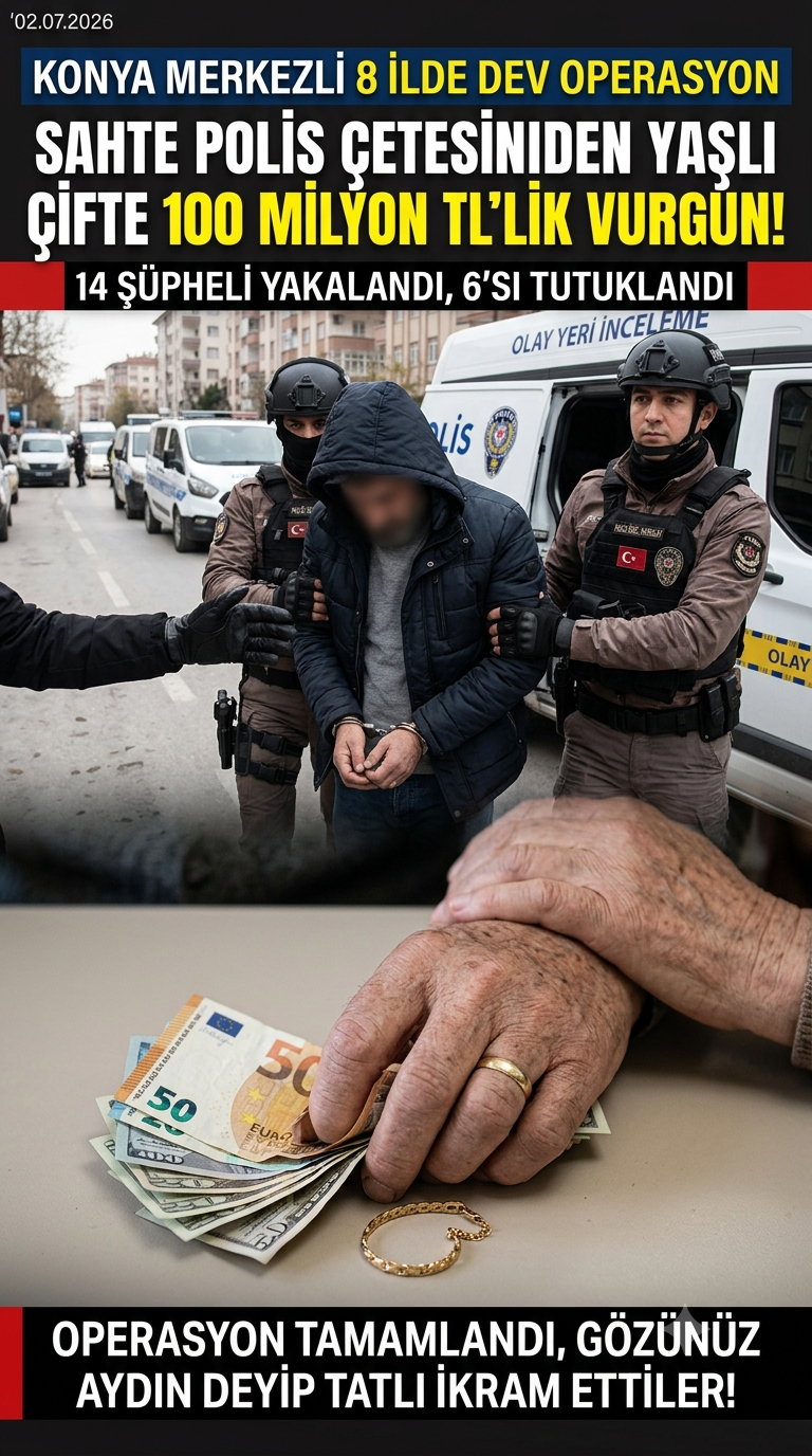Konya Merkezli 8 İlde Dev Operasyon: Yaşlı Çifti 100 Milyon TL Dolandırdılar!
