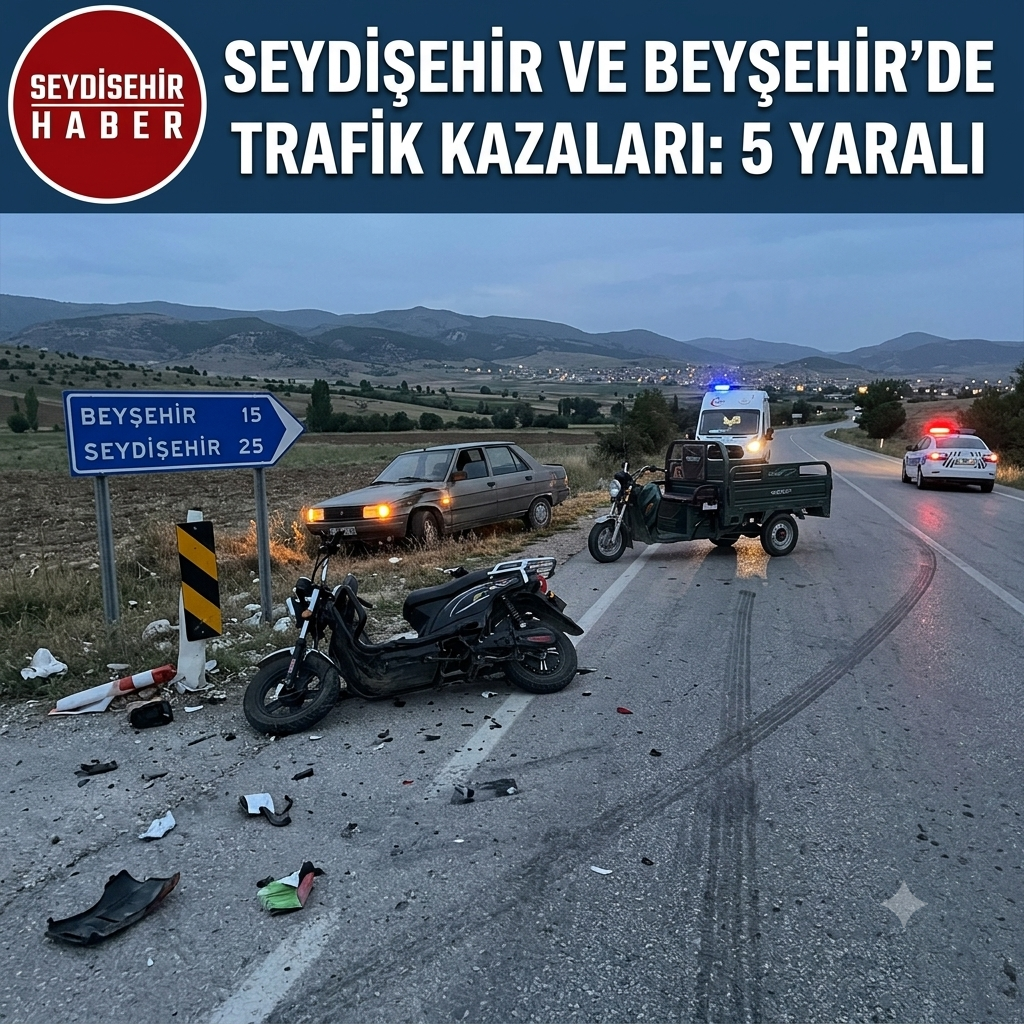 Seydişehir ve Beyşehirde Trafik  Kazaları   5 Yaralı