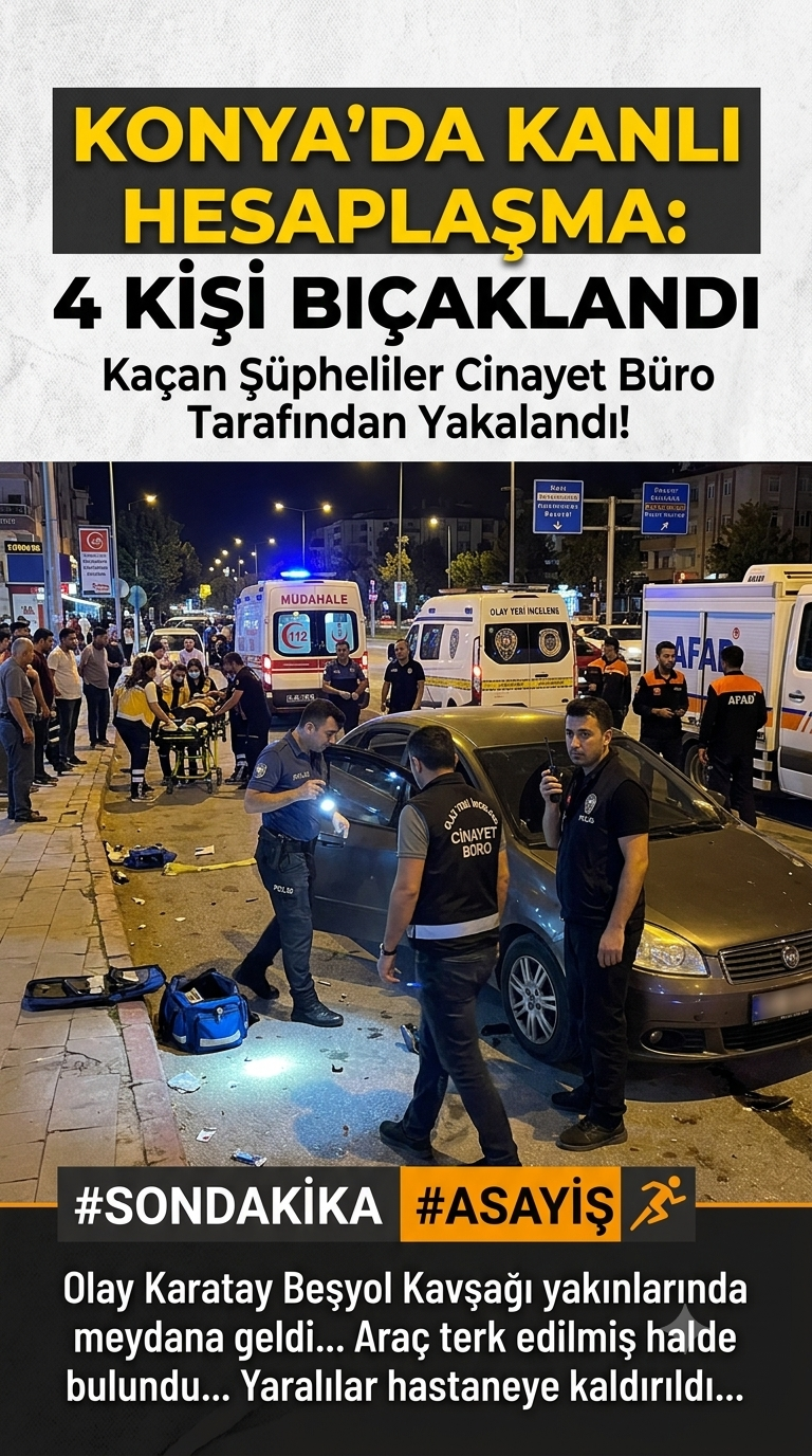 Konya'da Kanlı Hesaplaşma: 4 Kişi Bıçaklandı, Kaçan Şüpheliler Kıskaçta Yakalandı!