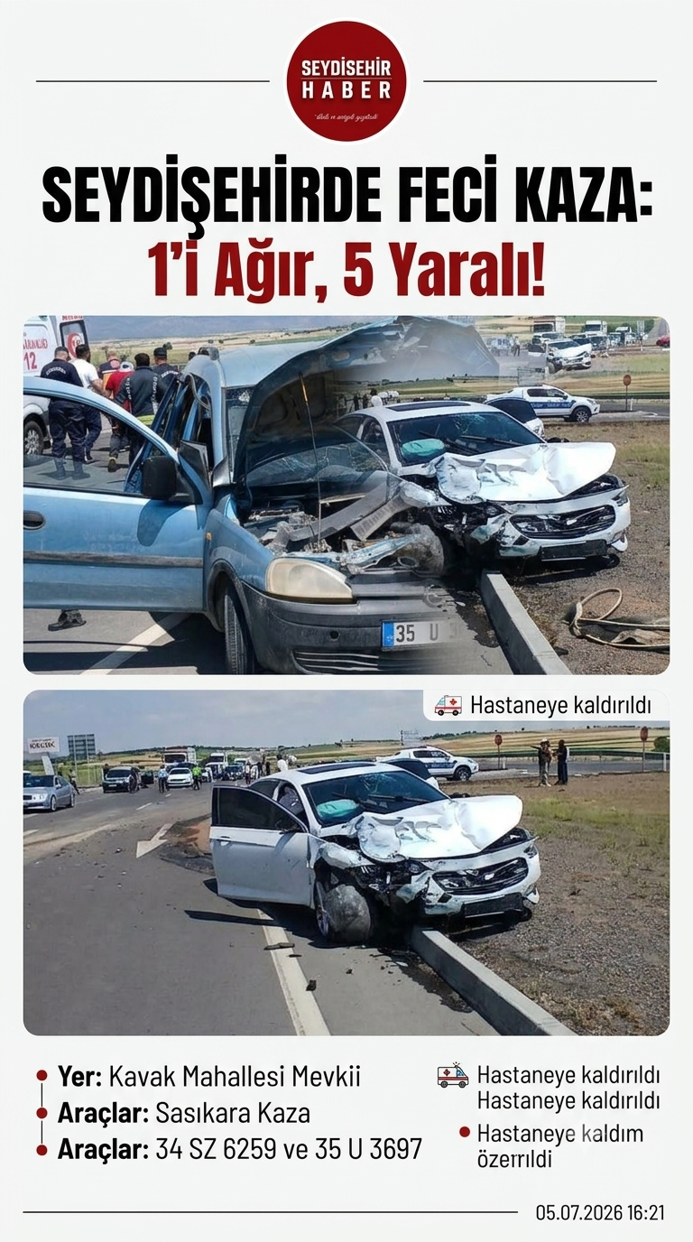 Seydişehirde  Feci Kaza: 1’i Ağır, 5 Yaralı!