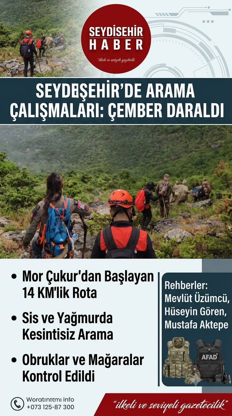 Seydişehir'deki Arama Çalışmalarında Çember Daraldı: 14 Kilometrelik Zorlu Rota Didik Didik Arandı