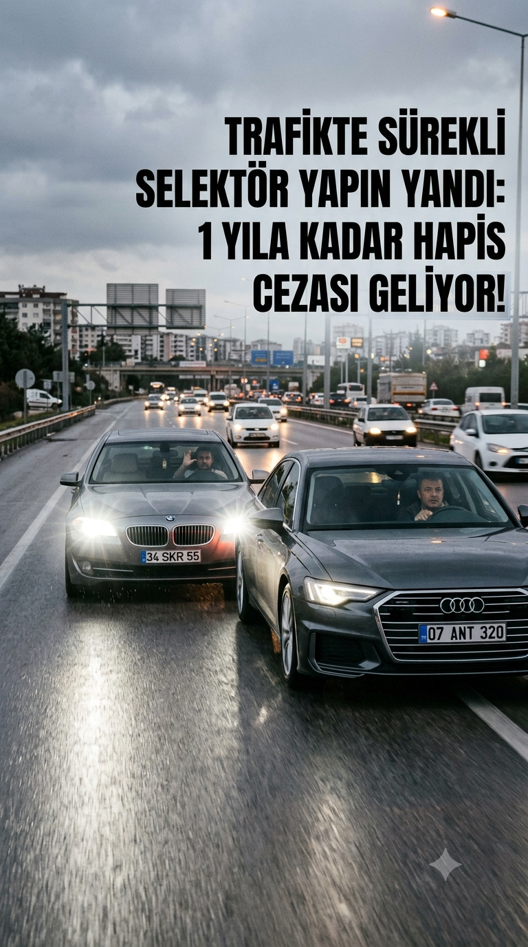 Trafikte 'Yol Benim' Diyenlere Dev Yaptırım: Sürekli Selektör Yapana 1 Yıl Hapis