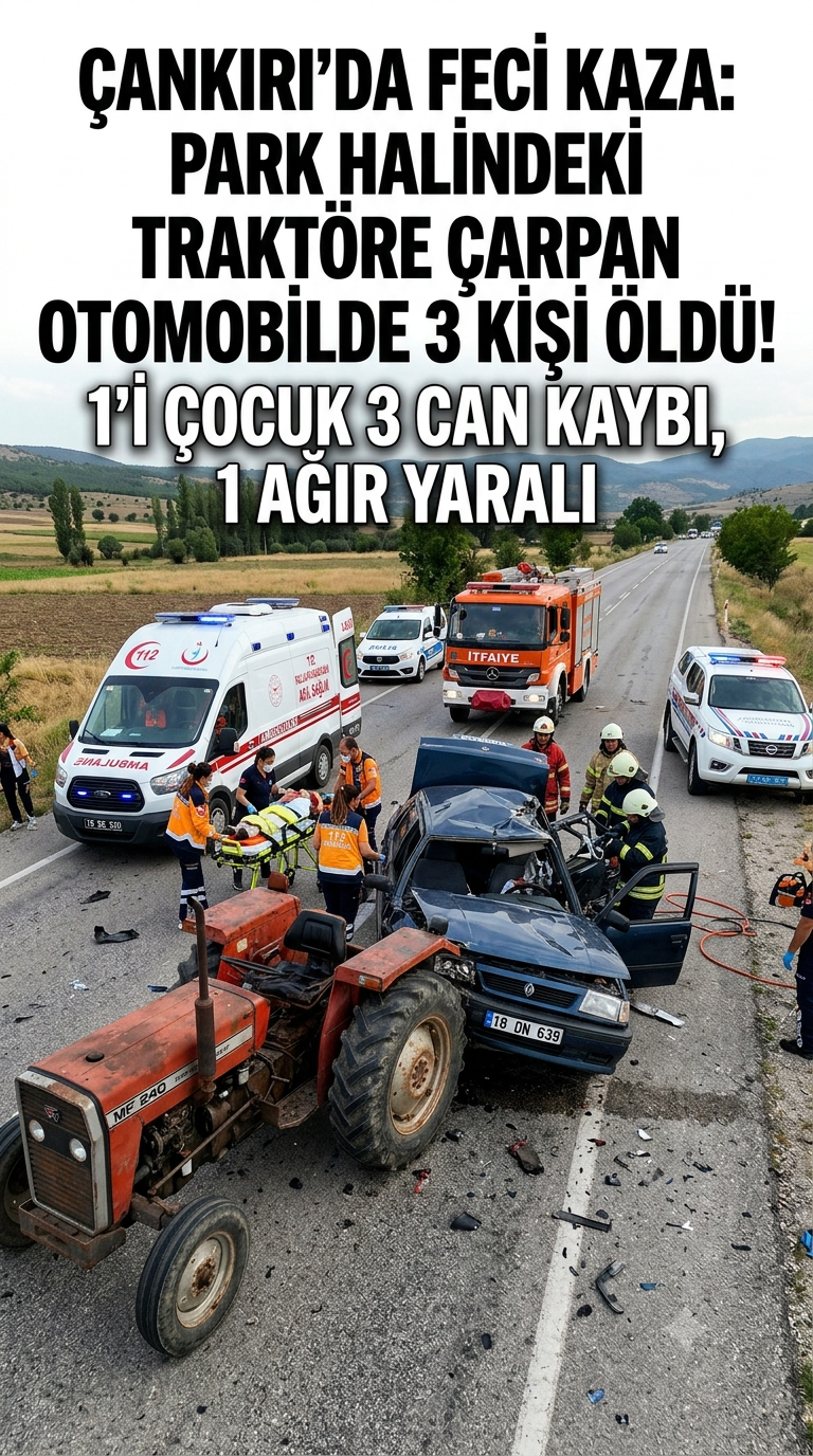 Çankırı'da Trajik Kaza: Park Halindeki Traktöre Çarpan Otomobilde 3 Kişi Hayatını Kaybetti