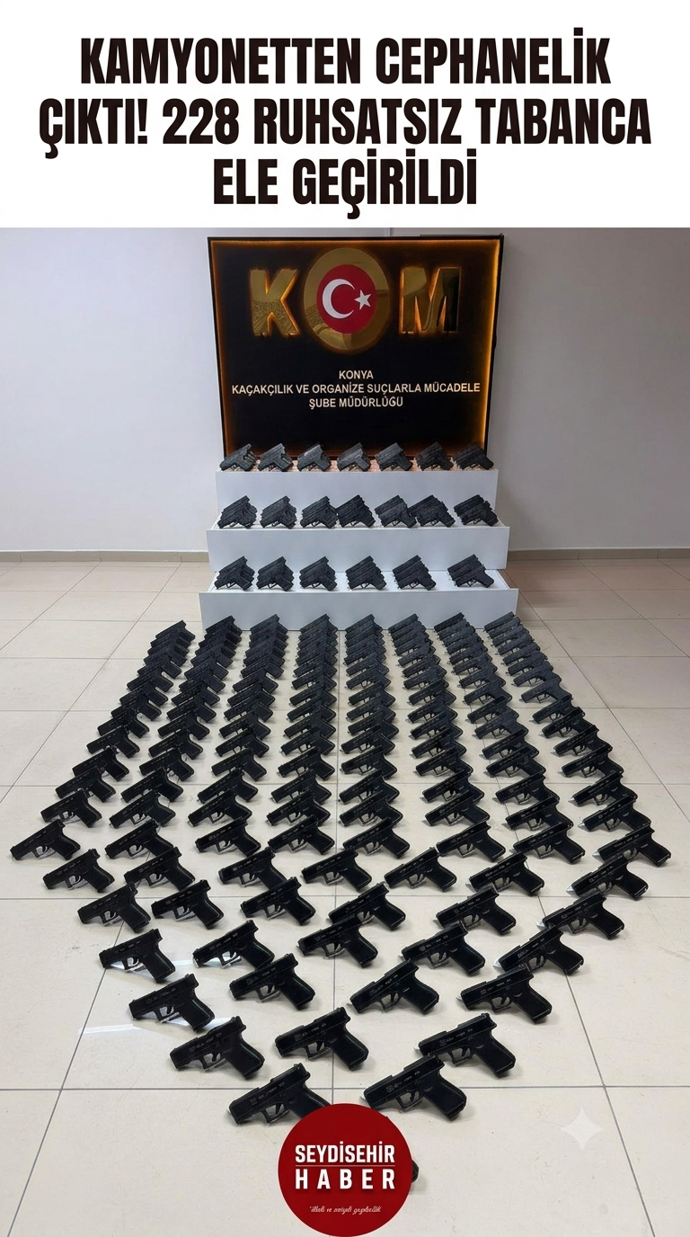 Konya'da Silah Kaçakçılığı Operasyonu: 228 Ruhsatsız Tabanca Ele Geçirildi