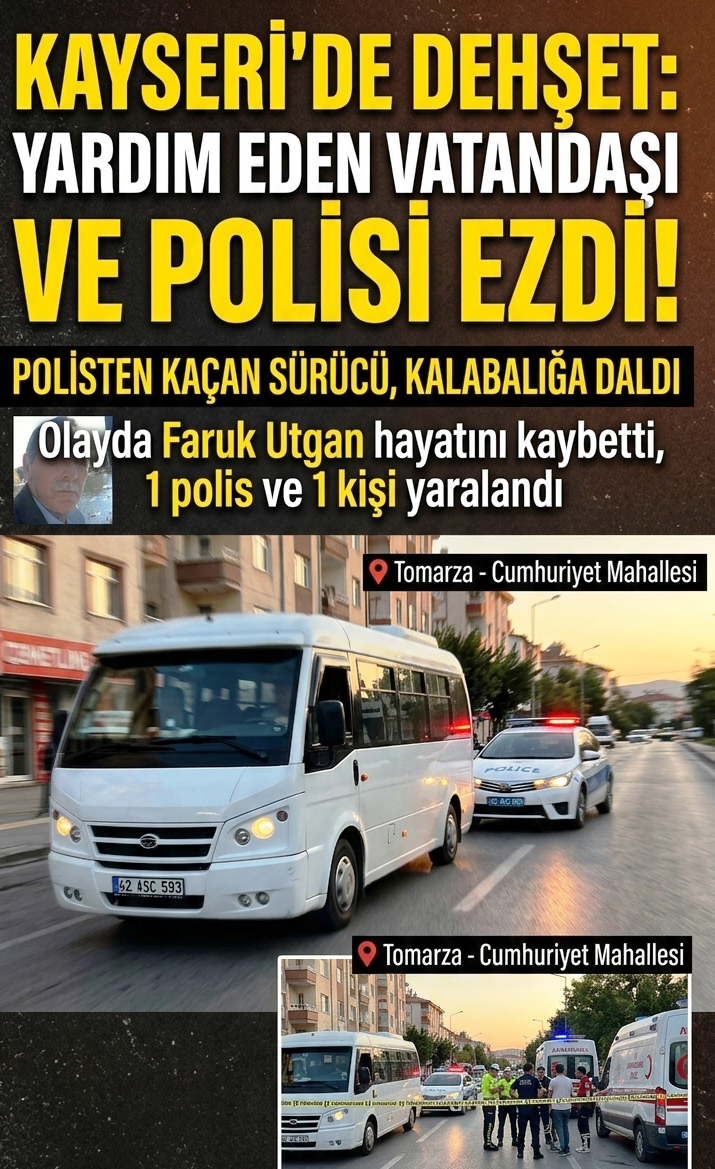 Kayseri'de Polisten Kaçan Sürücü Dehşet Saçtı: 1 Ölü, Biri Polis 2 Yaralı