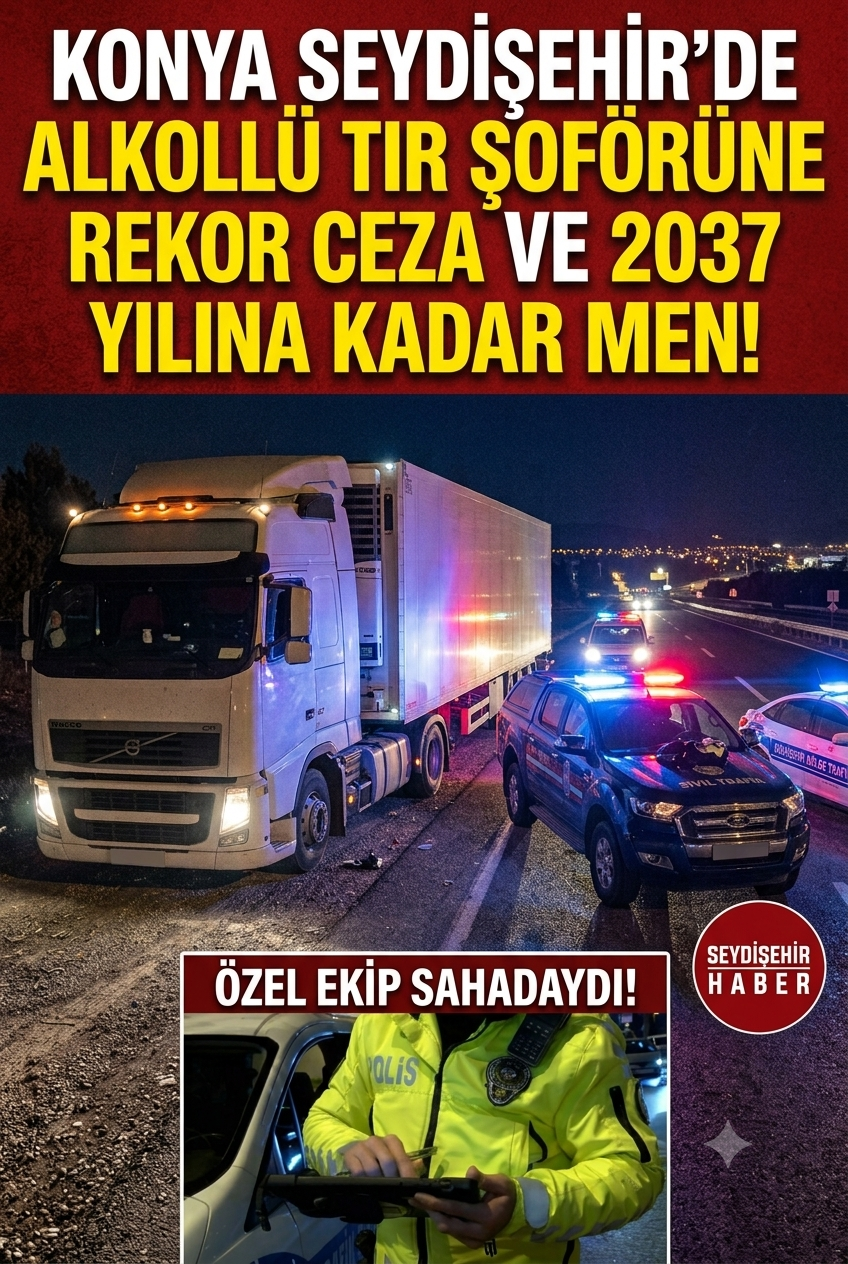 SEYDİŞEHİR'DE SİVİL TRAFİK EKİPLERİNDEN KAÇAMADI: ALKOLLÜ TIR ŞOFÖRÜNE 392 BİN TL REKOR CEZA!