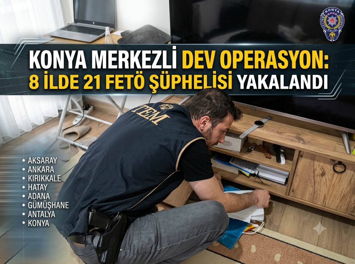 Konya Merkezli Dev Operasyon: 8 İlde 21 FETÖ Şüphelisi Yakalandı