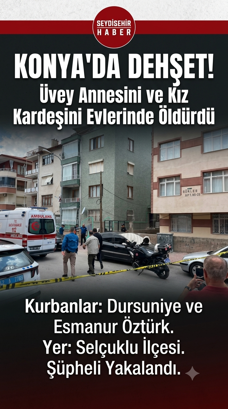 Konya'da Vahşet: Üvey Annesini ve Kız Kardeşini Bıçaklayarak Öldürdü