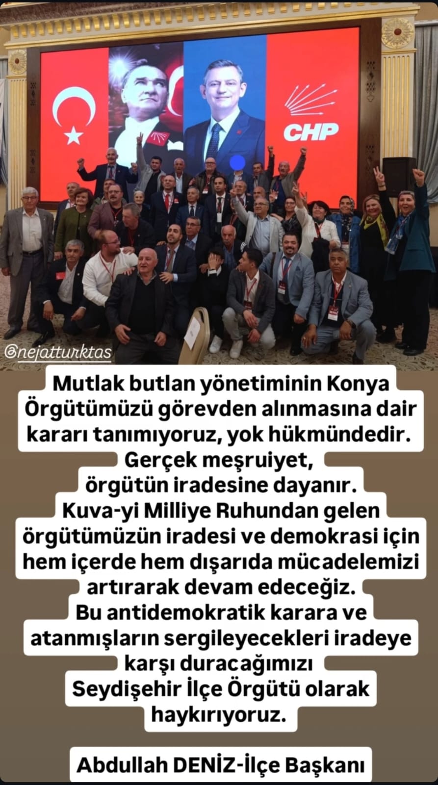 Seydişehir İlçe Başkanı Abdullah Deniz’den "Görevden Alma" Kararına Sert Tepki: "Yok Hükmündedir"