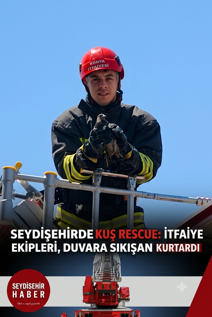 Seydişehir'de Duvara Sıkışan Kuşun İmdadına İtfaiye Yetişti