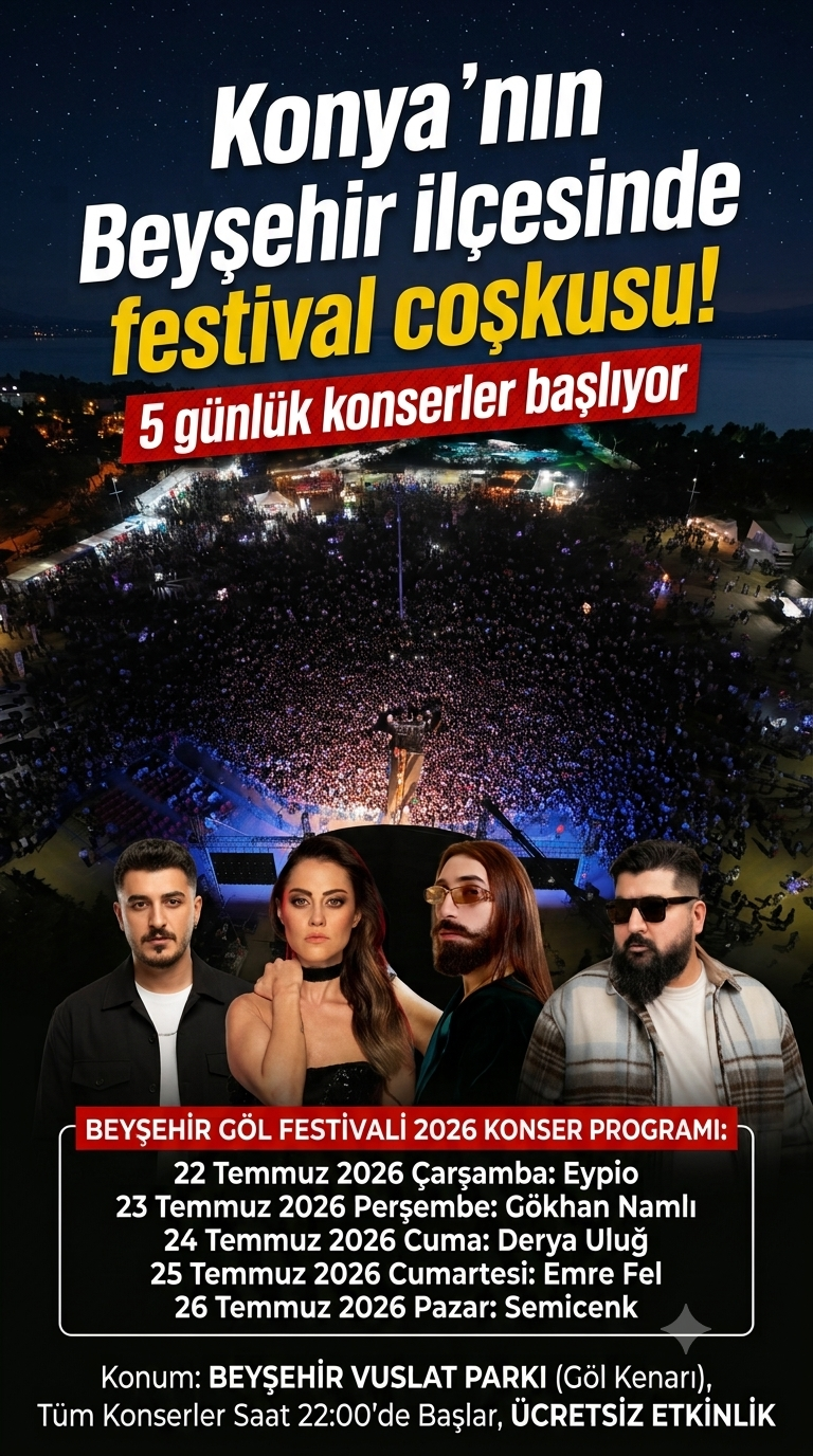 Beyşehir Göl Festivali Başlıyor! İşte 5 Günlük Ücretsiz Konser Takvimi