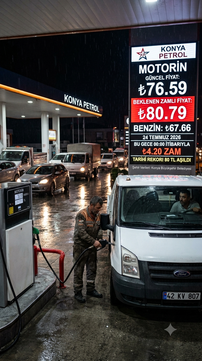 Motorine Tarihi Zam Geliyor! Konya'da Litre Fiyatı 80 Lirayı Aşacak