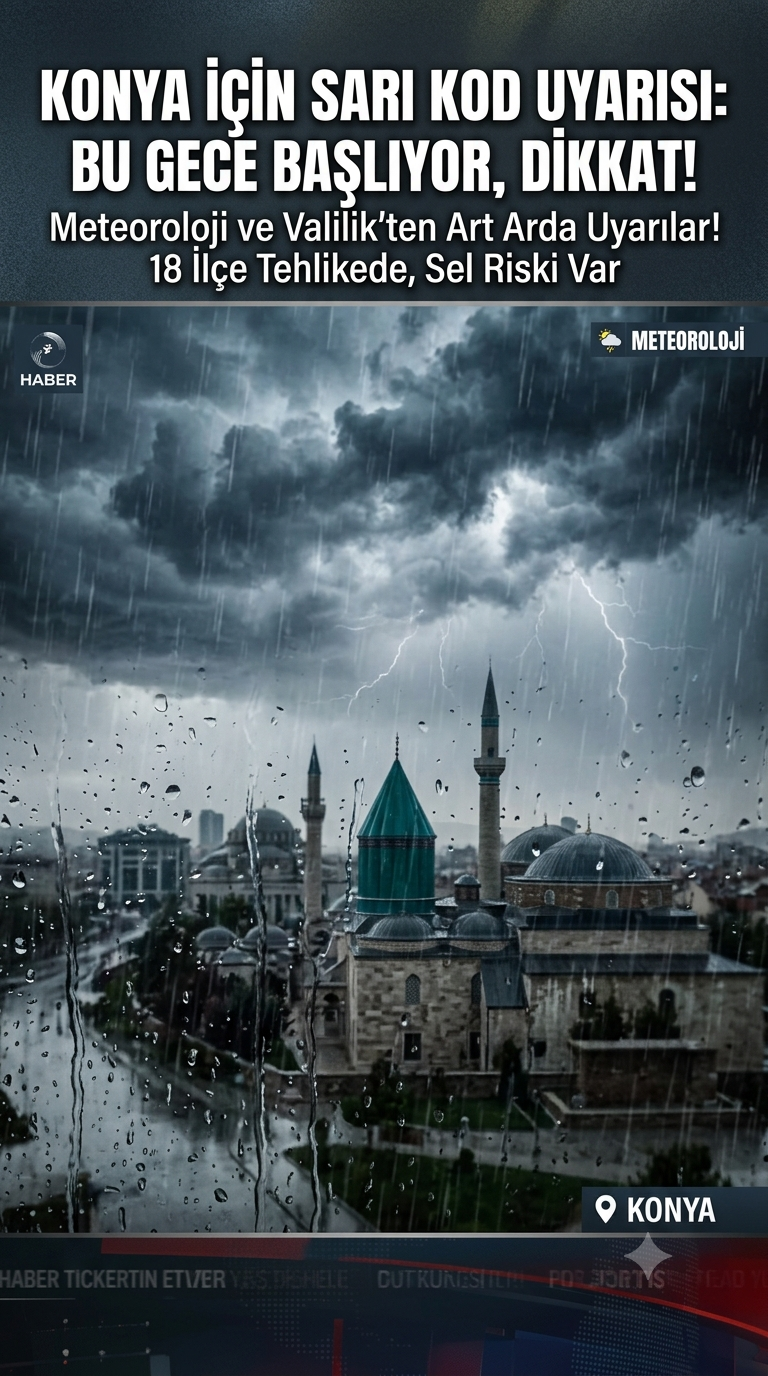 Meteoroloji’den Konya İçin Sarı Kodlu Uyarı: Bu Geceye Dikkate!
