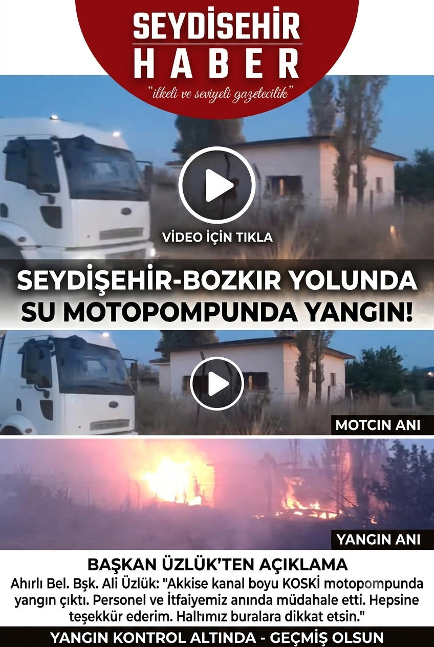 Seydişehir-Bozkır Yolu Üzerinde Korkutan Yangın: KOSKİ Su Pompası Alev Alarak Kullanılamaz Hale Geldi