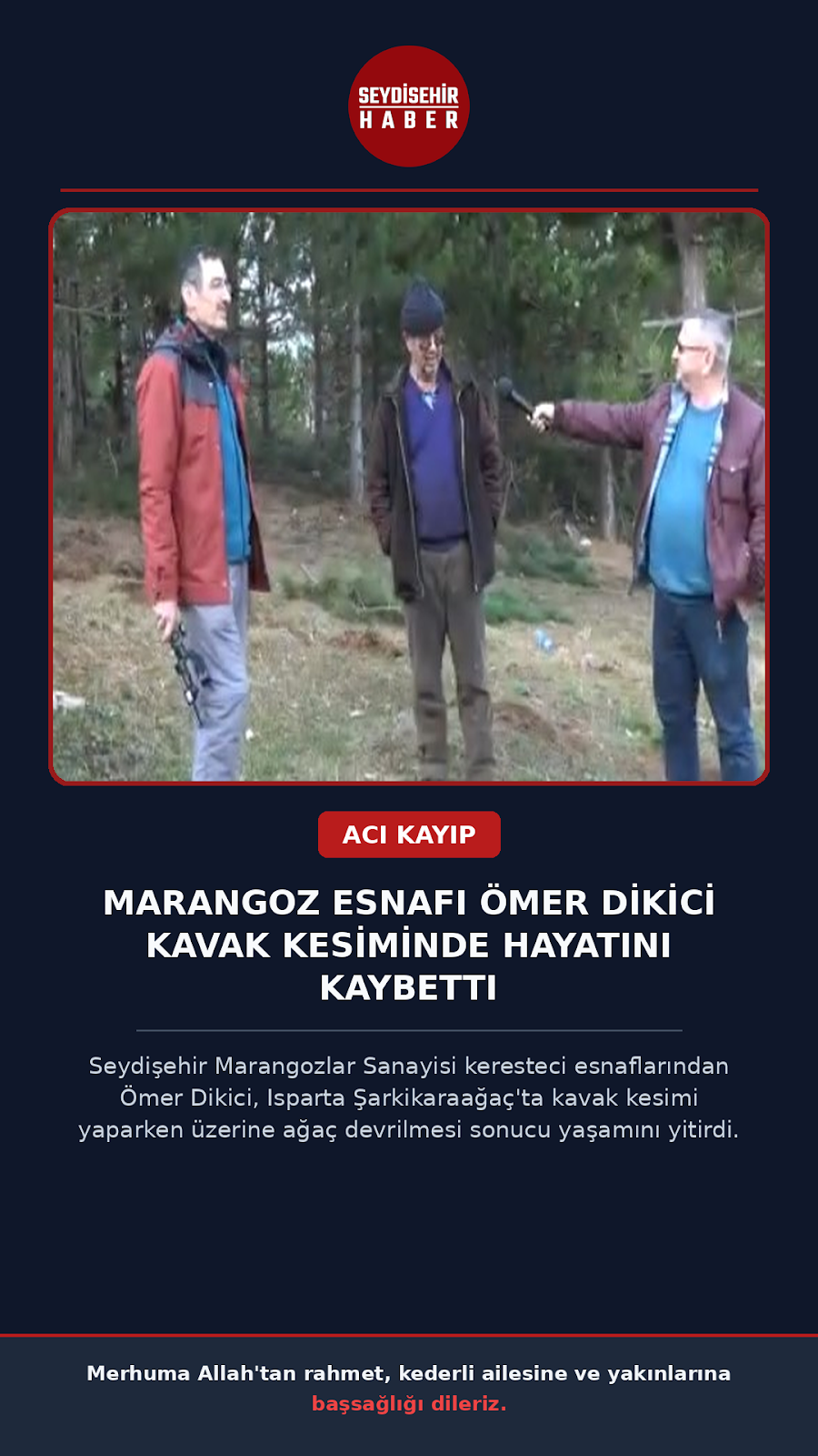 SEYDİŞEHİR’İ YASA BOĞAN ACI KAZA: MARANGOZ ESNAFI ÖMER DİKİCİ HAYATINI KAYBETİ