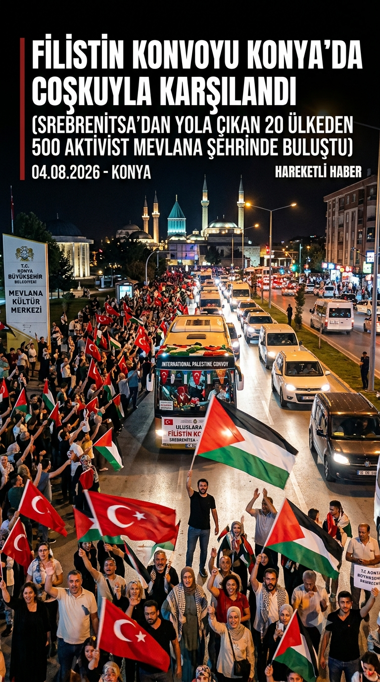 Srebrenitsa’dan Yola Çıkan Uluslararası Filistin Konvoyu Konya’da Karşılandı