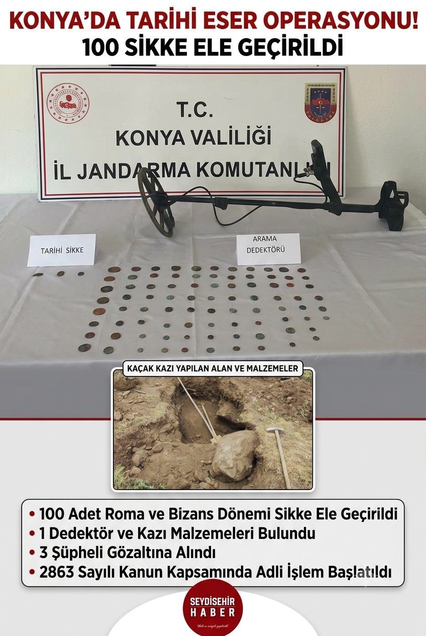 Konya’da Tarihi Eser Operasyonu: 100 Adet Sikke Ele Geçirildi