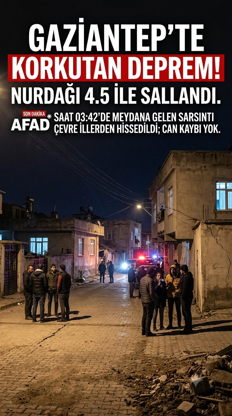 Gaziantep'te Korkutan Deprem: Nurdağı 4,5 İle Sallandı