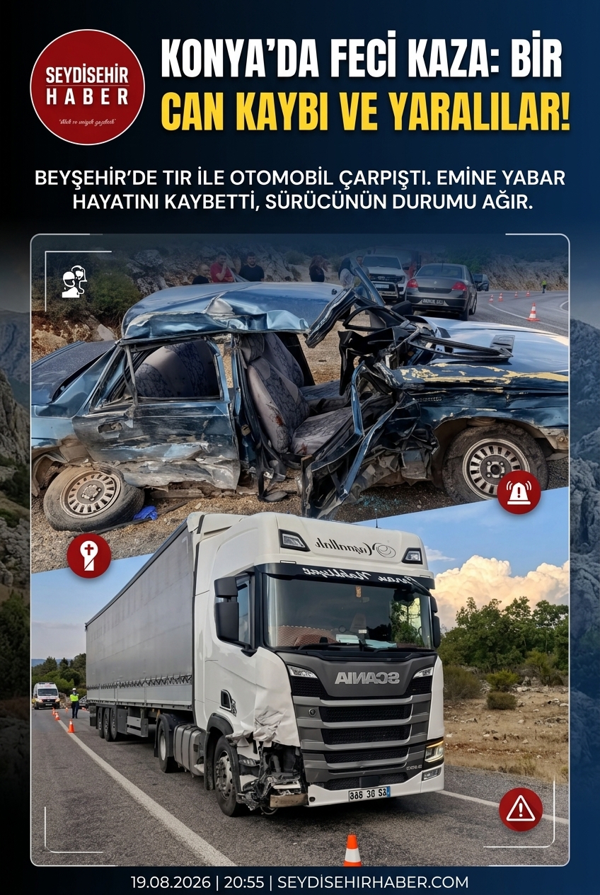 Beyşehirde  Feci Kaza: 1 Ölü, 3 Yaralı