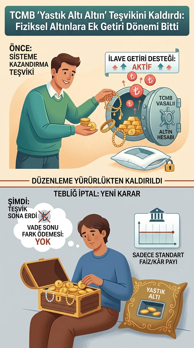 Merkez Bankası'ndan Yastık Altı Altına İlişkin Yeni Karar: Teşvik Düzenlemesi Yürürlükten Kaldırıldı