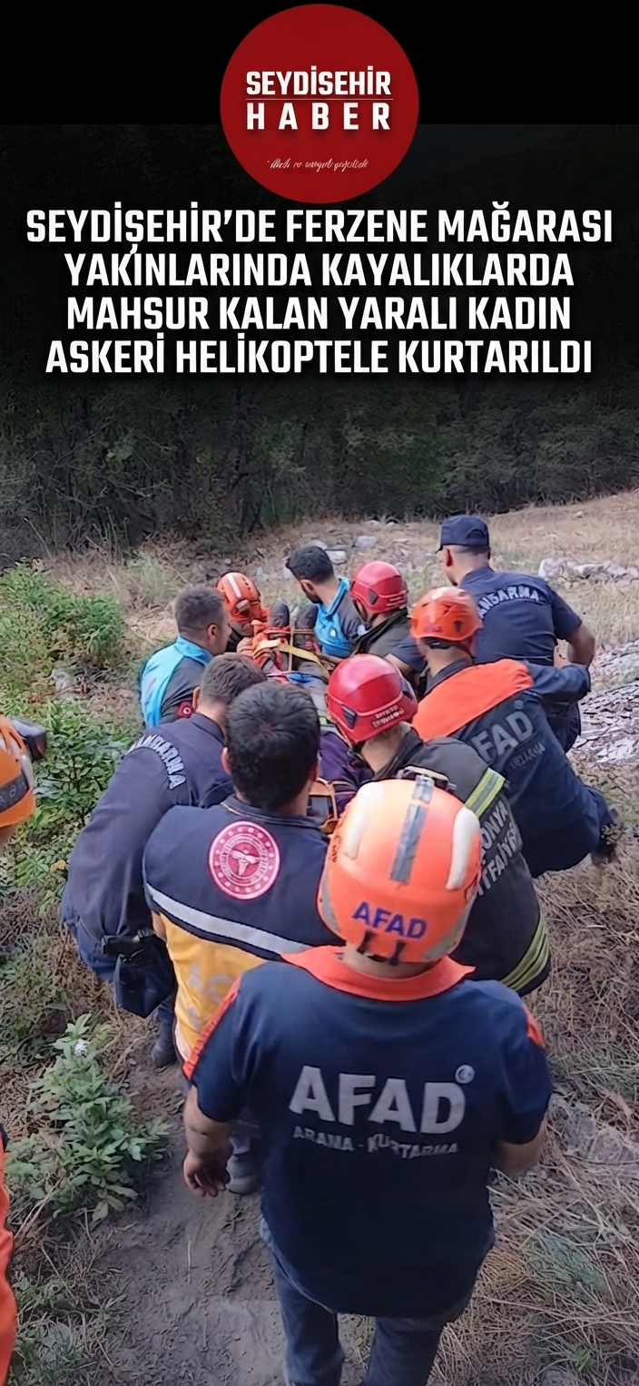 Seydişehirde  Mahsur Kalan Yaralı Kadın Askeri Helikopterle Kurtarıldı