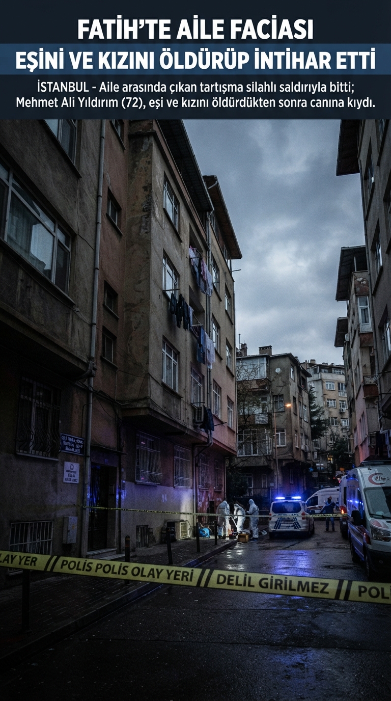 Fatih'te Aile Faciası: Eşini ve Kızını Öldürüp İntihar Etti
