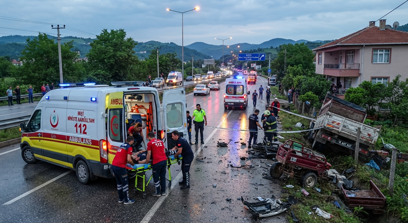 Düzce'de Fındık İşçilerini Taşıyan Araçla Tır Çarpıştı: 4 Ölü, 9 Yaralı