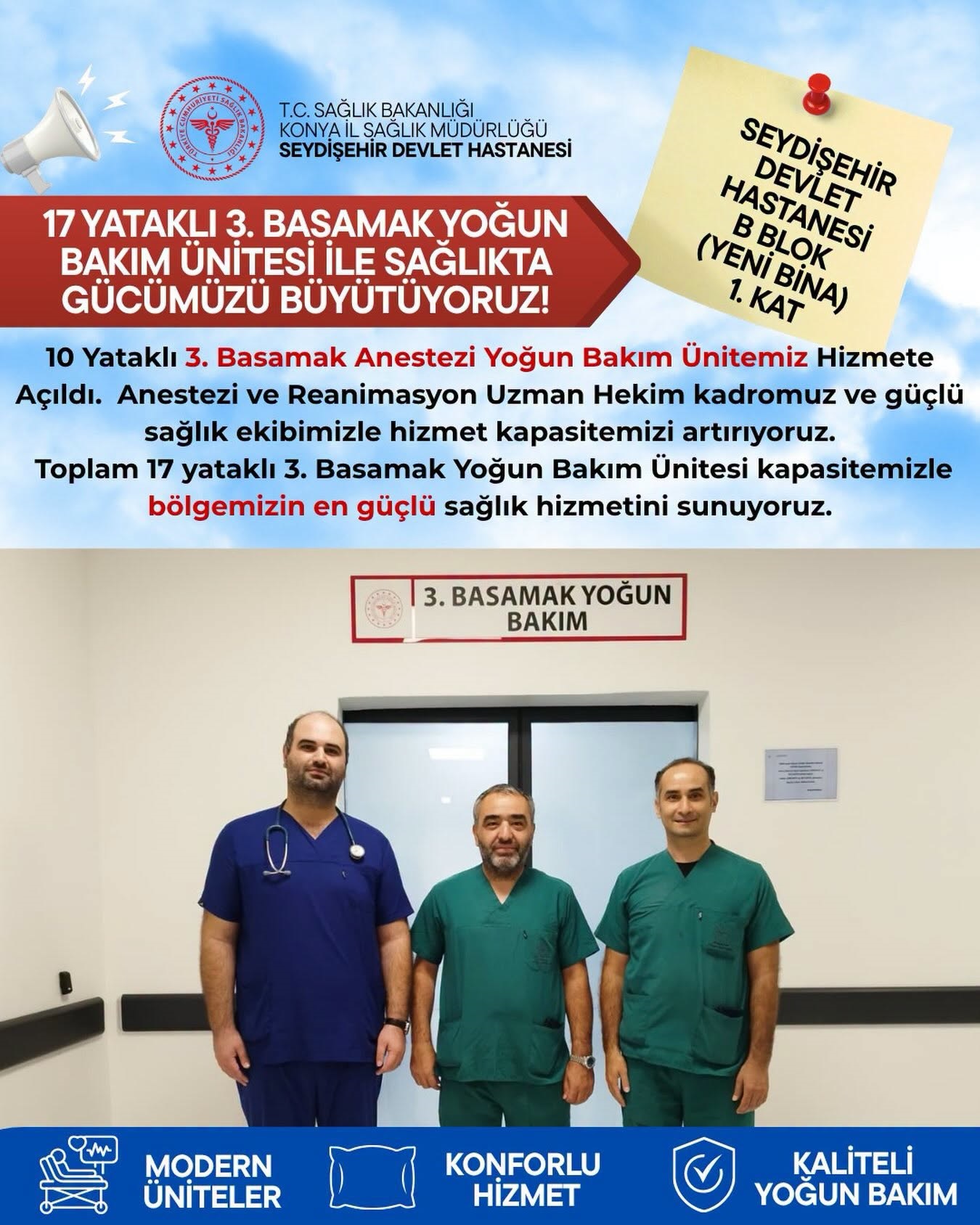 Seydişehir Devlet Hastanesi'nden Sağlıkta Büyük Yatırım: 3. Basamak Yoğun Bakım Kapasitesi 17 Yatağa Çıkıyor!