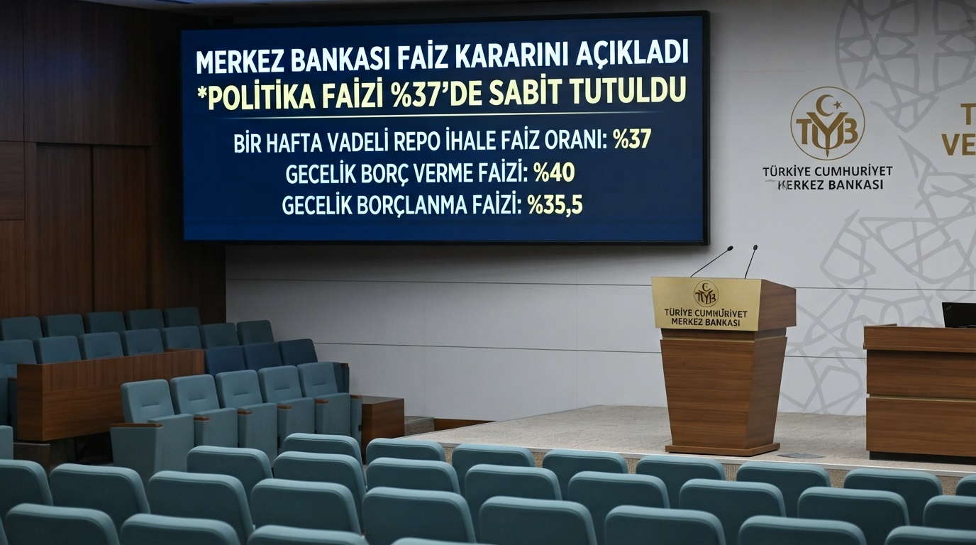 Merkez Bankası'ndan Faiz Kararı: Politika Faizi Yüzde 37'de Sabit Tutuldu