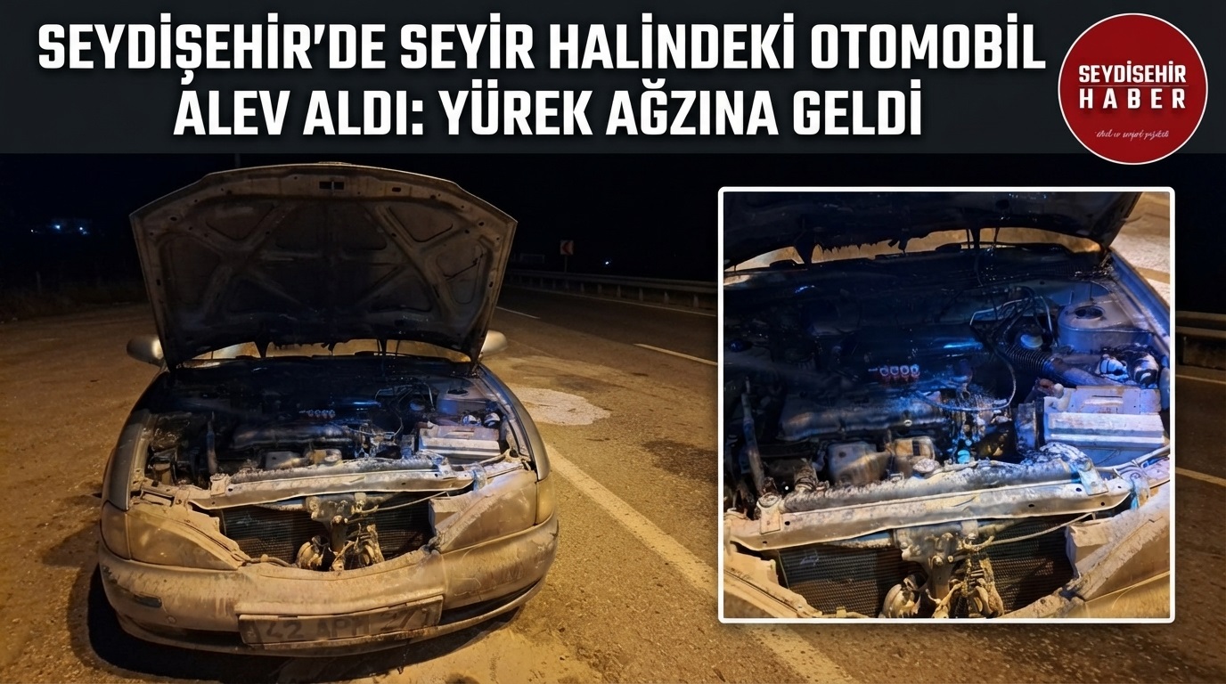 Seydişehir'de Korkutan Araç Yangını
