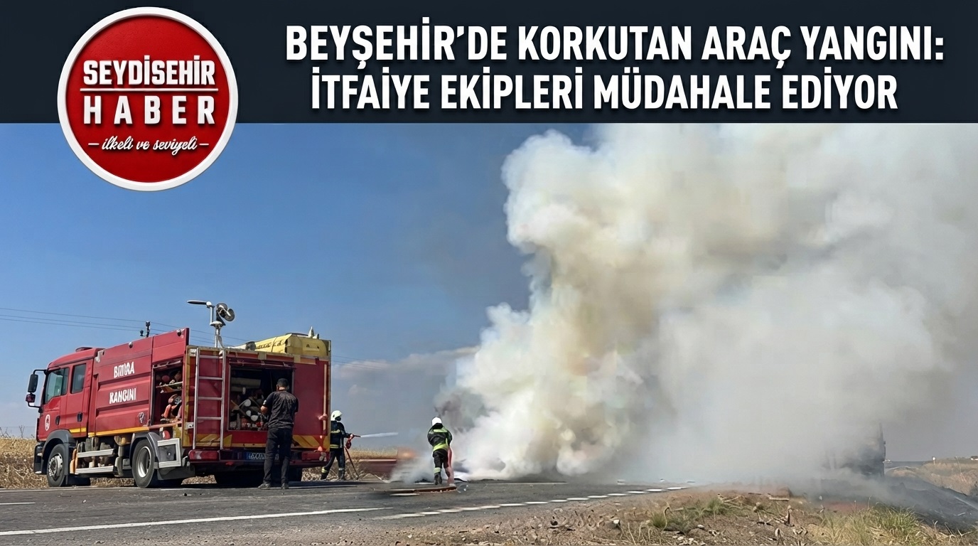 Beyşehir-Isparta Kara Yolunda Korkutan Olay: Balya Yüklü Kamyonet Alev Alev Yandığı Anlar Kamerada