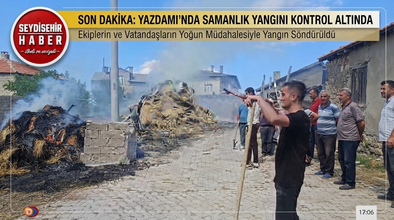 Konya'da Okul Bahçesinde Çıkan Yangın Samanlığa Sıçradı