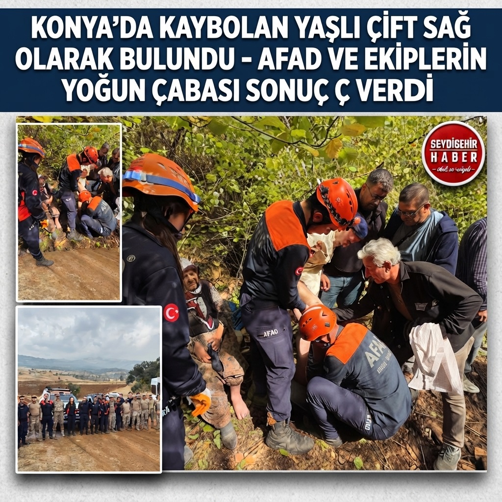 Konya'da Kaybolan Yaşlı Çift AFAD ve Ekiplerin Yoğun Çalışmasıyla Sağ Olarak Bulundu