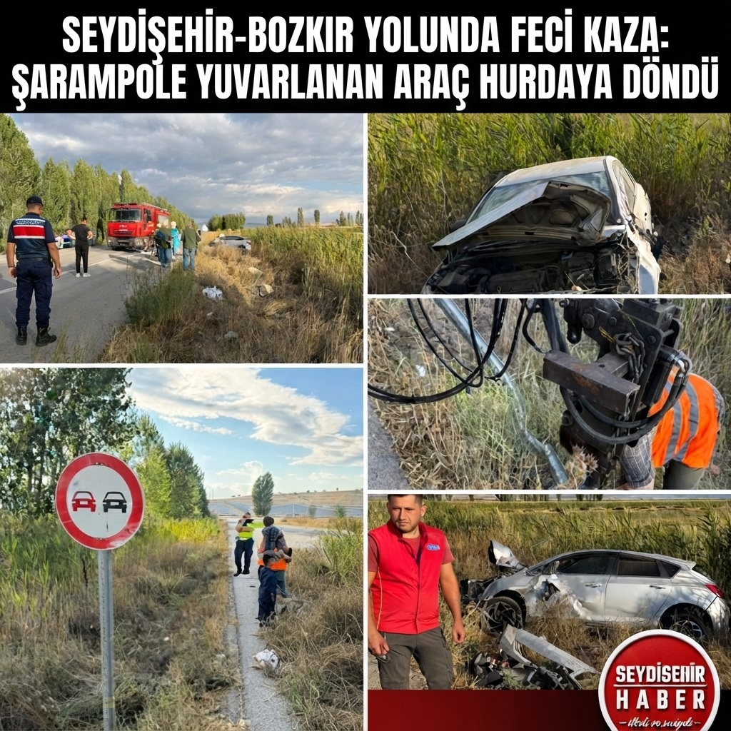 Seydişehir-Bozkır Yolunda Kaza: Şans Eseri Yaralanma Olmadı