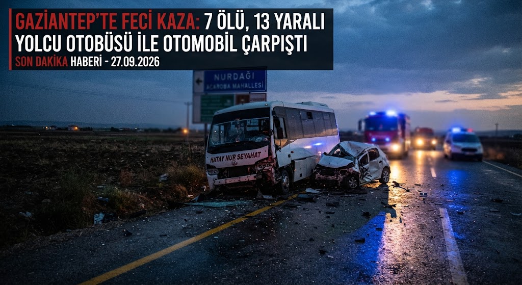 Gaziantep'te Feci Kaza: Otomobil ile Otobüs Çarpıştı, 7 Ölü, 13 Yaralı