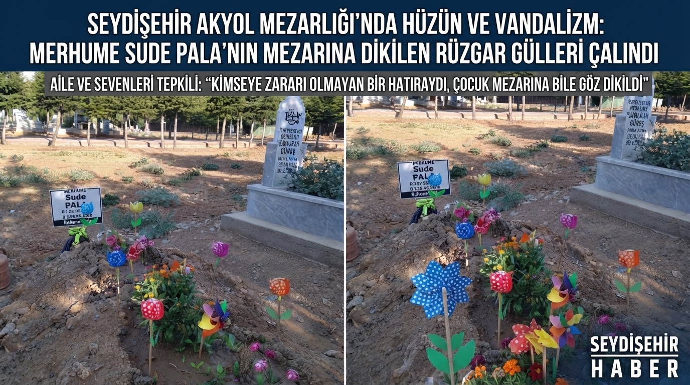 Seydişehir Akyol Mezarlığı'nda Vicdanları Sızlatan Olay: Mezar Süslerine ve Rüzgar Güllerine Çirkin Hırsızlık