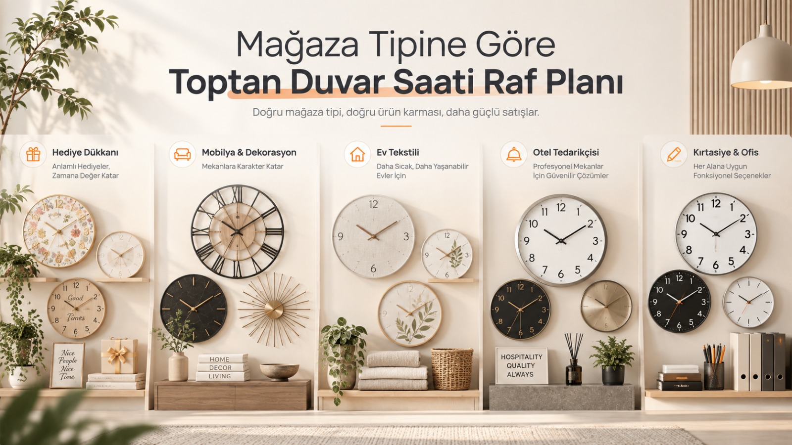 Mağaza Tipine Göre Toptan Duvar Saati Raf Planı