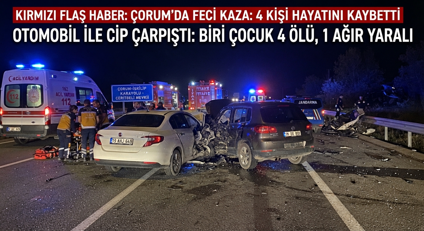 Çorum'da Feci Kaza: Nişandan Dönüşte Facia; 4 Ölü, 1 Yaralı