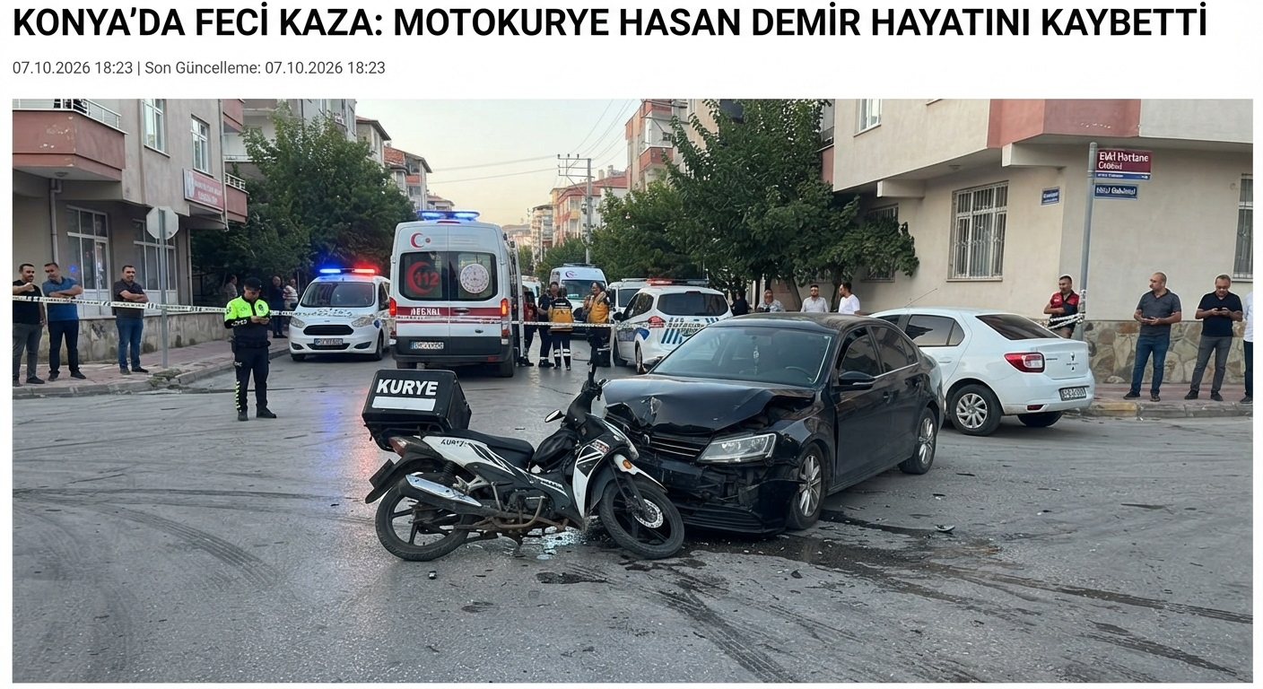 Konya’da Acı Kaza: Motokurye Hasan Demir Hayatını Kaybetti