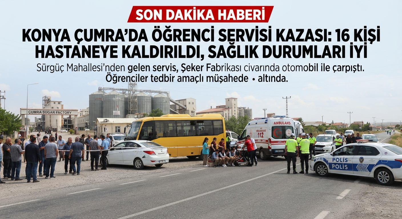 Konya'da Öğrenci Servisi Kaza Yaptı: 16 Yaralı Yok, Sağlık Durumları İyi