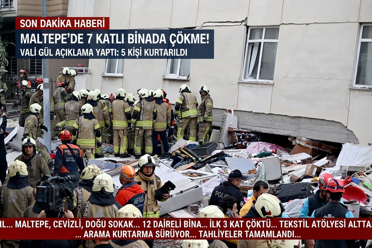 Maltepe'de 7 Katlı Binada Kısmi Çökme: Arama Kurtarma Çalışmaları Sürüyor