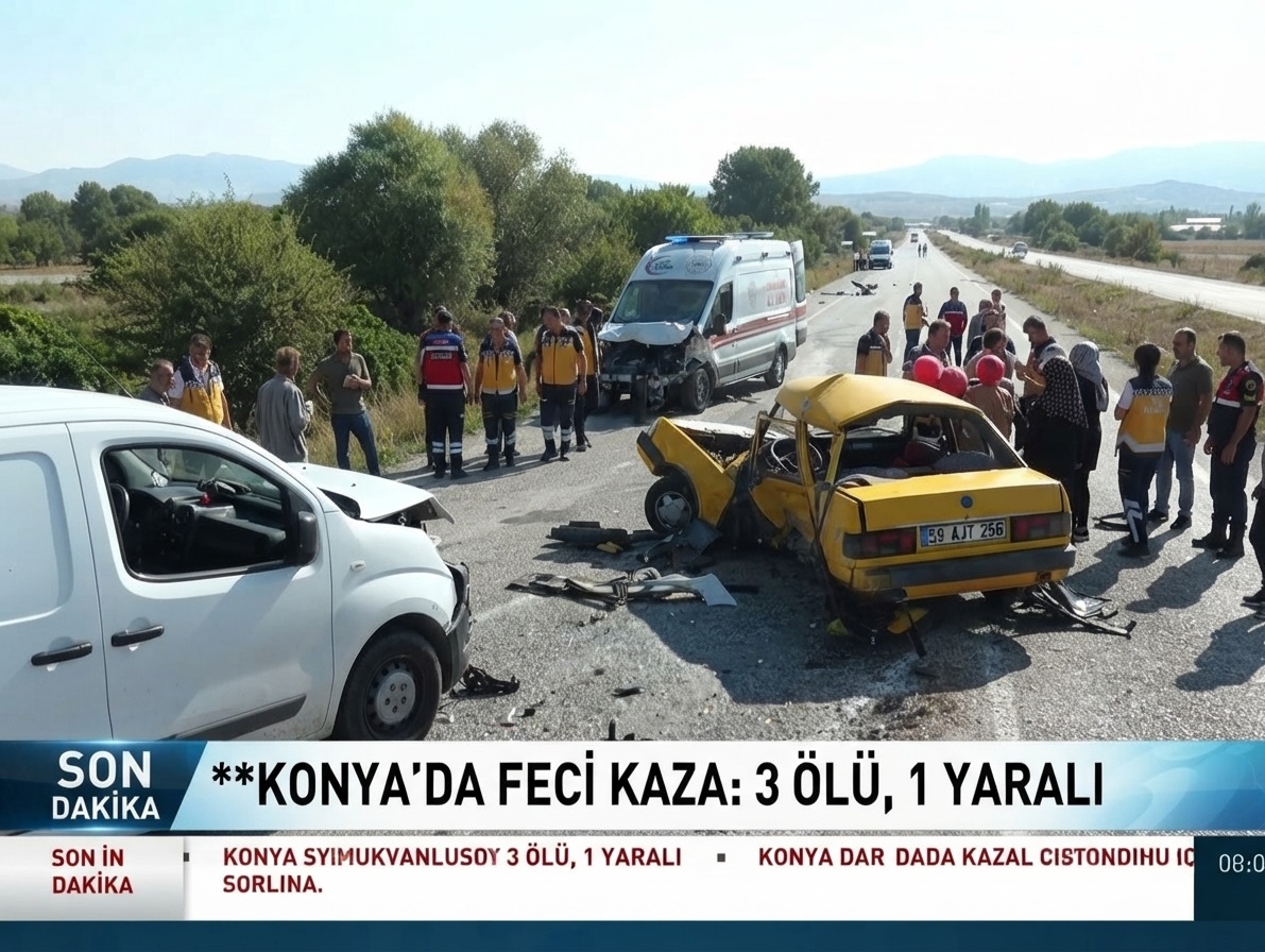 Konyanın  Hüyük İlçesinde Feci Kaza: 3 Ölü, 1 Yaralı