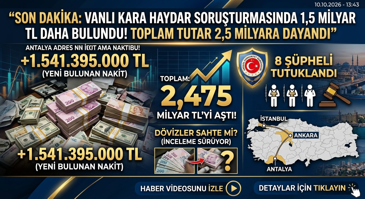 Vanlı Kara Haydar Soruşturmasında Dev Operasyon: Ele Geçirilen Para 2,5 Milyar TL'ye Yaklaştı