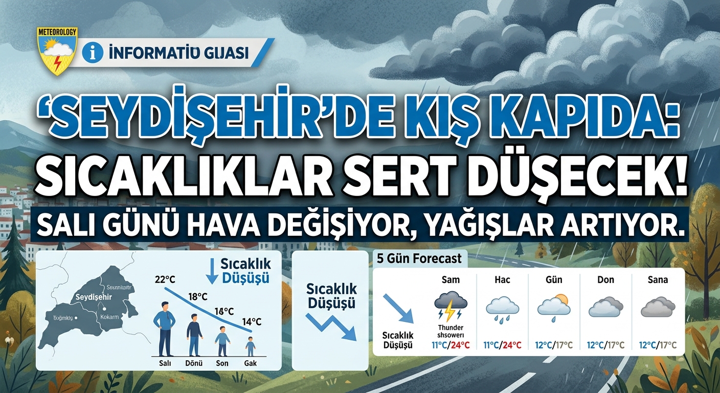 Seydişehir’de Kış Kapıda: Salı Günü Hava Değişiyor, Sıcaklıklar Sert Düşecek!