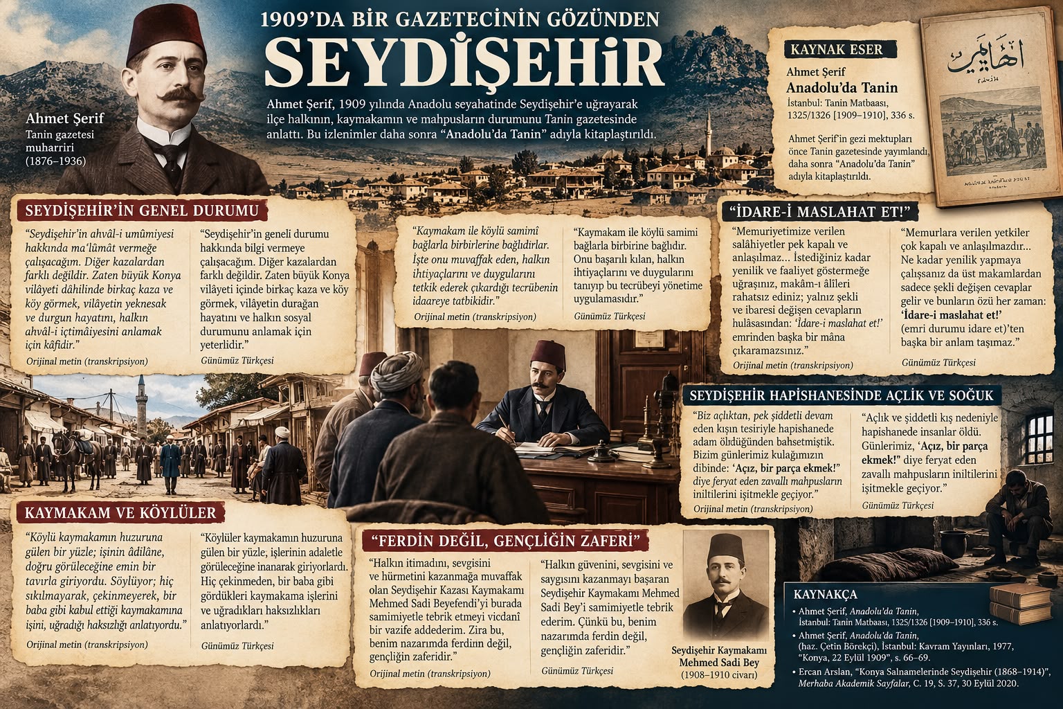 1909’DA SEYDİŞEHİR: AHMET ŞERİF’İN KALEMİNDEN HALK, KAYMAKAM VE “AÇIZ, BİR PARÇA EKMEK” DİYEN MAHPUSLAR