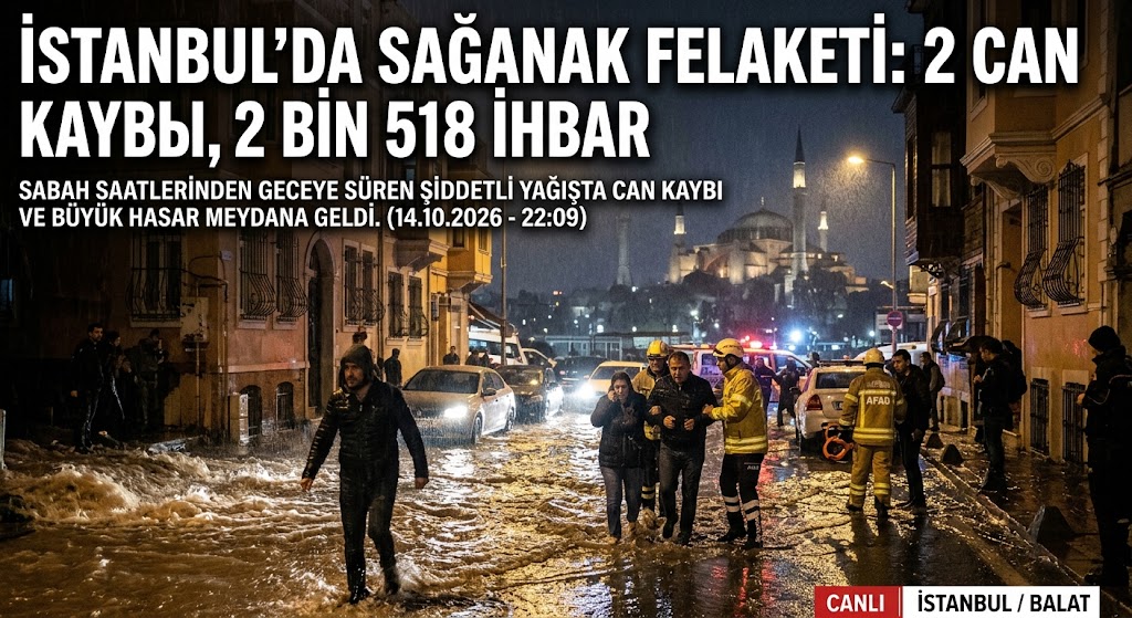 İstanbul'da Metrekareye 193 Kg Yağış, Binlerce İhbar: 2 Can Kaybı, Okullar Tatil Edildi